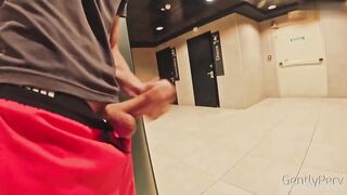 GentlyPerv pass by slut jerk off public toilet