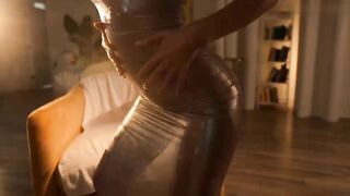 Arte Jones - Sensual Brunette Rubs Her Body With Ice