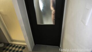 yunadoll submissive cosplay in front of roommate