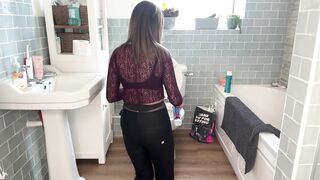 Hannah Cleans The Bathroom