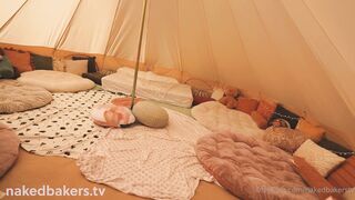 Naked Bakers GG tent w zoe by the river