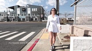 AmWednesday - White Dress Pokies & Upskirt