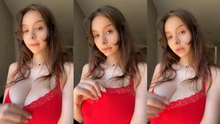 Sophie Mudd nude red swimsuit